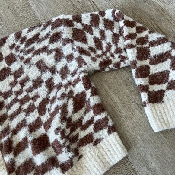 Womens Fashion Nova Cream/Brown Cropped Sweater Cardigan - M - Picture 5 of 6